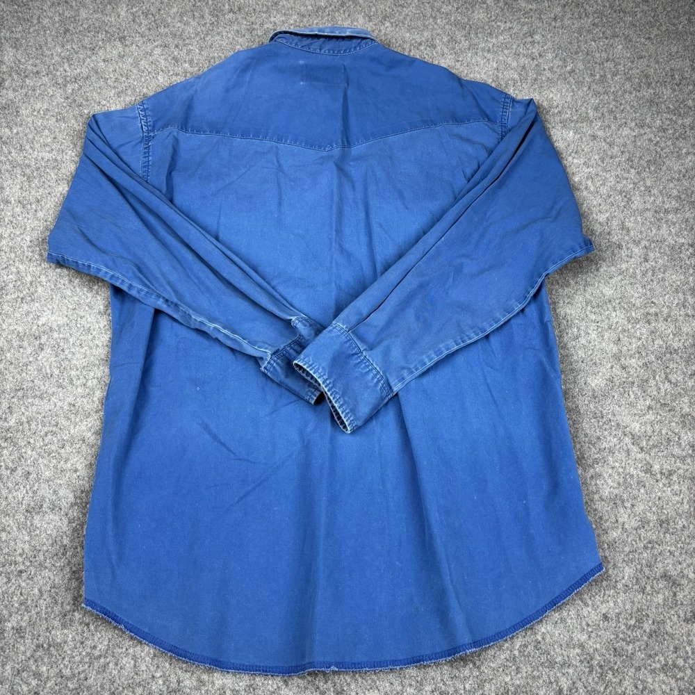 Vintage Wrangler Shirt Men's XL 16-34 X Long Tails Blue Button Up Work Western - Picture 11 of 13